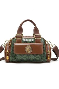 2025 New Versatile Green Calf Leather Satchel Handbag