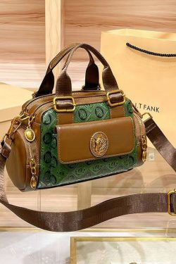 2025 New Versatile Green Calf Leather Satchel Handbag