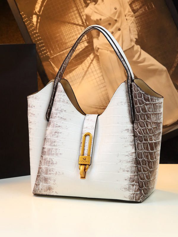 2025 New White Large Capacity Calf Leather Tote Handbag