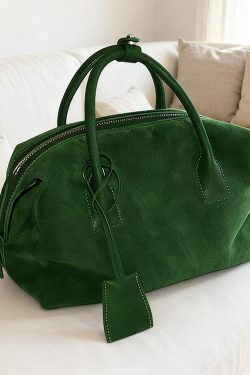 2026 New Green Large Capacity Suede Tote Bag