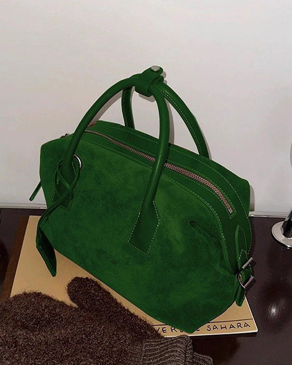 2026 New Green Large Capacity Suede Tote Bag