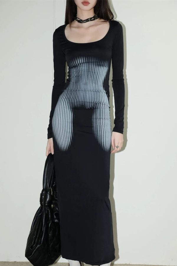 3D Body Print Maxi Dress