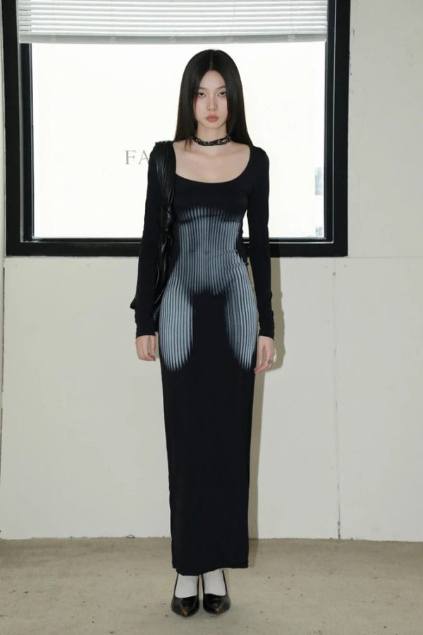 3D Body Print Maxi Dress