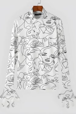 Abstract Faces Gloves Top