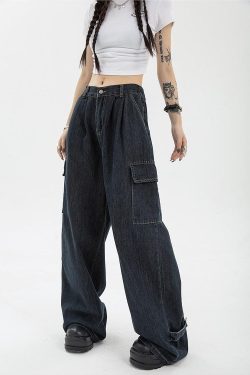 Acubi Dark Wash Cargo Jeans