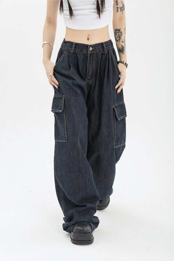 Acubi Dark Wash Cargo Jeans