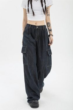 Acubi Dark Wash Cargo Jeans