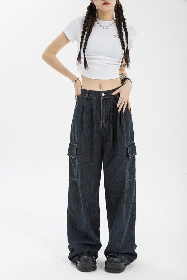 Acubi Dark Wash Cargo Jeans