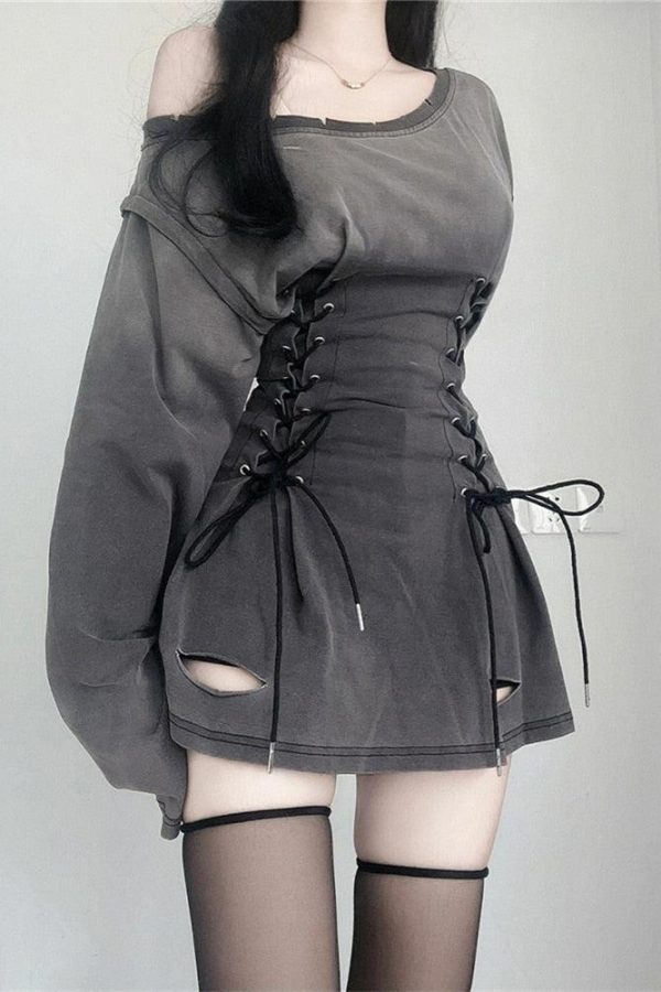 Acubi Smoke Lace Up Mini Dress