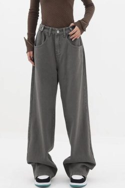 Adjustable Waist Baggy Denim Jeans