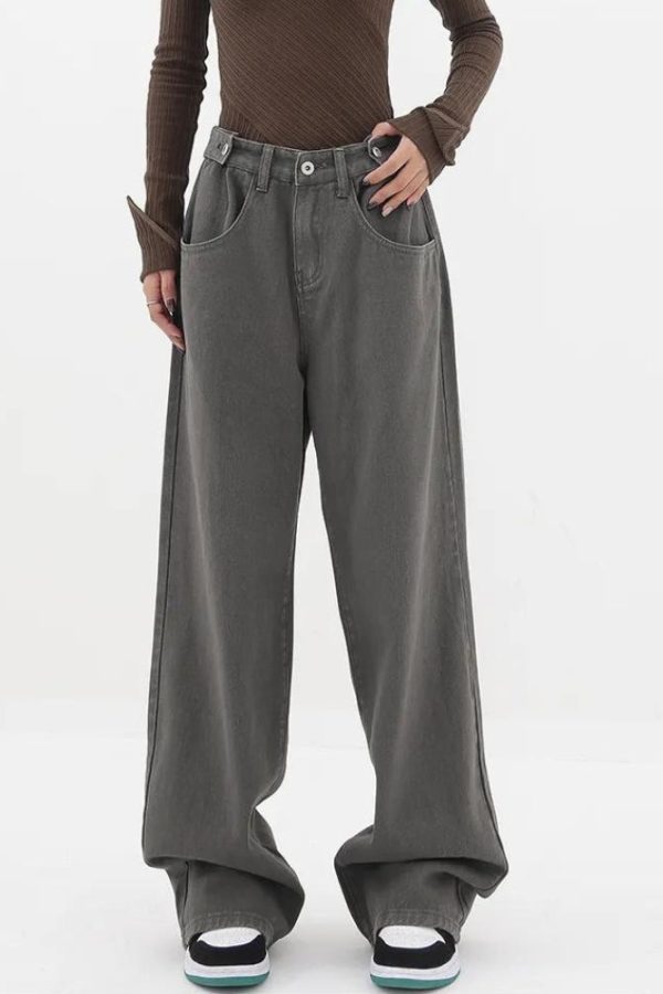 Adjustable Waist Baggy Denim Jeans