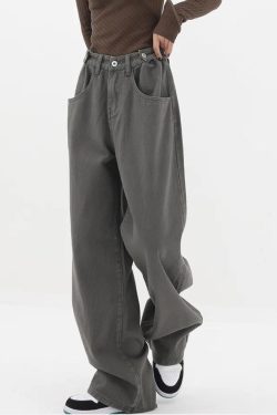 Adjustable Waist Baggy Denim Jeans