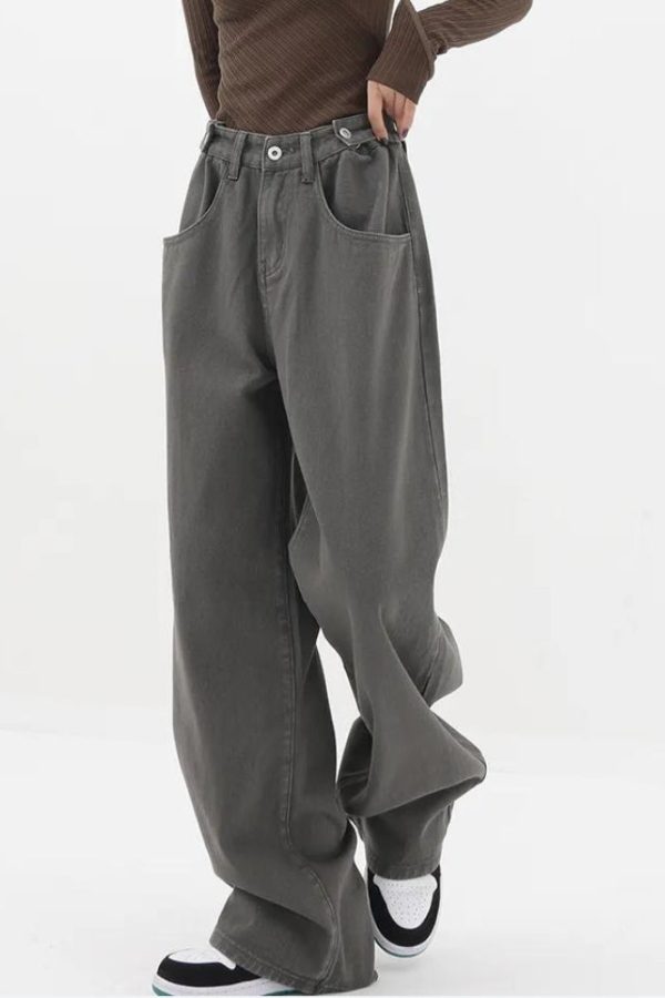 Adjustable Waist Baggy Denim Jeans