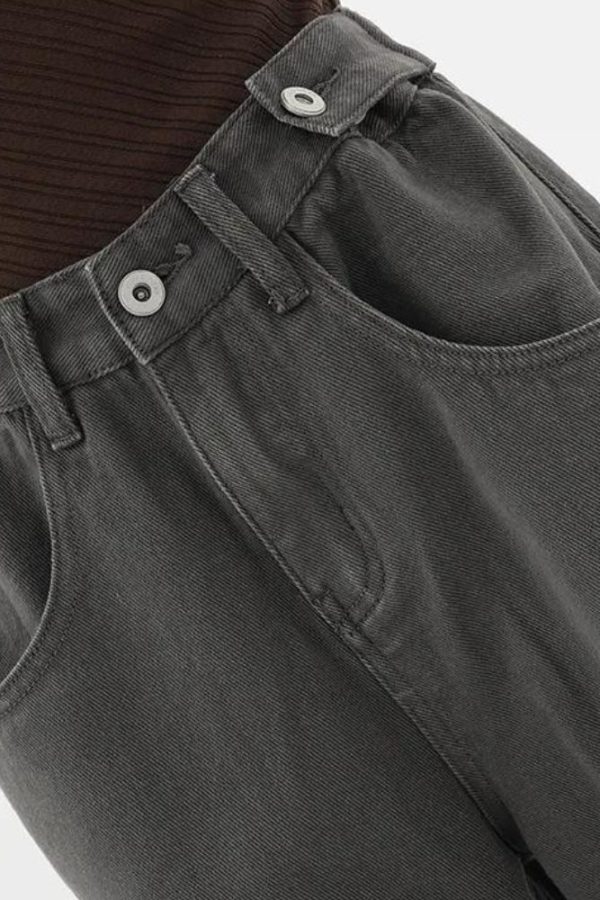 Adjustable Waist Baggy Denim Jeans