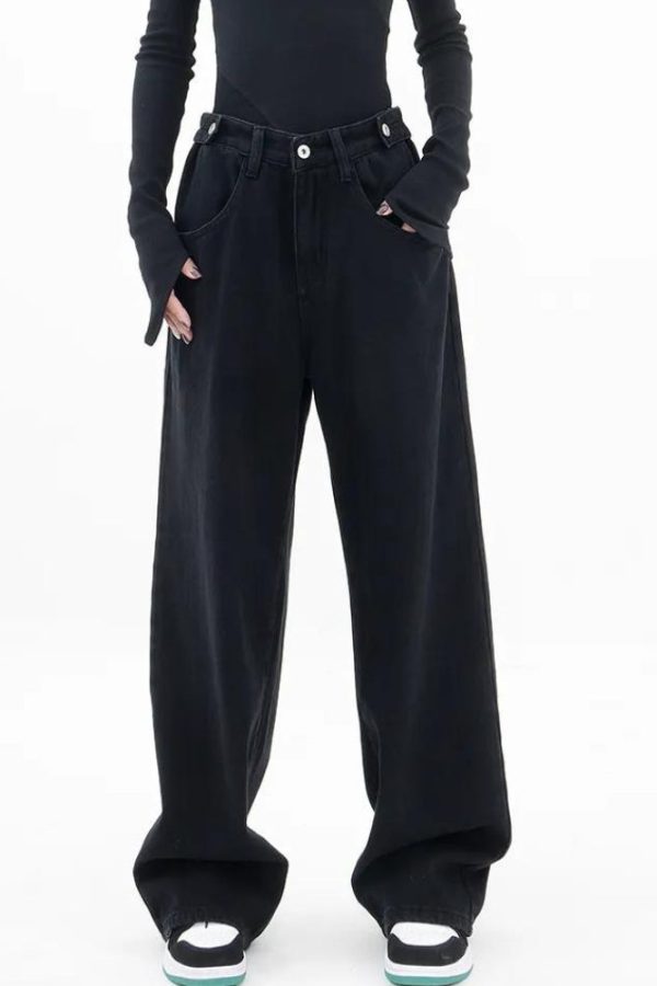 Adjustable Waist Baggy Denim Jeans