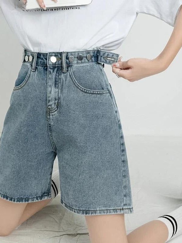 Adjustable Waist Denim Shorts