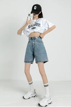 Adjustable Waist Denim Shorts