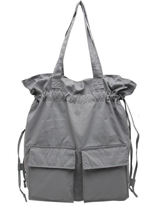 Aesthetic gray outfit Street Style Double Front Pockets Simple Drawstring Backpacks