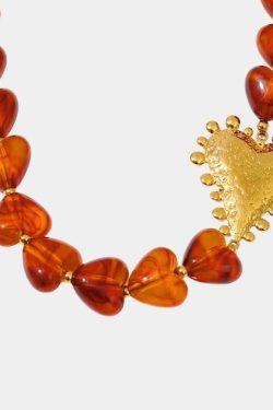 Amber Heart Beaded Necklace