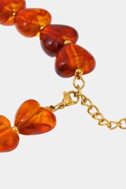 Amber Heart Beaded Necklace