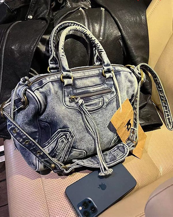 American Style Khaki Denim Carrying Crossbody Bag