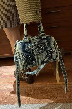 American Style Khaki Denim Carrying Crossbody Bag