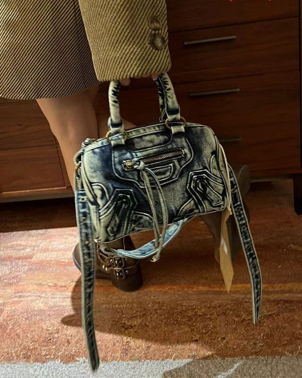American Style Khaki Denim Carrying Crossbody Bag