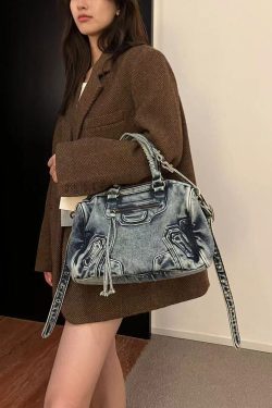 American Style Khaki Denim Carrying Crossbody Bag