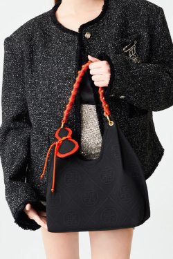 Art Black Jacquard Tasseled Cotton Women Handbag