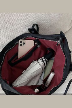 Art Black Solid Casual nylon Tote Handbag