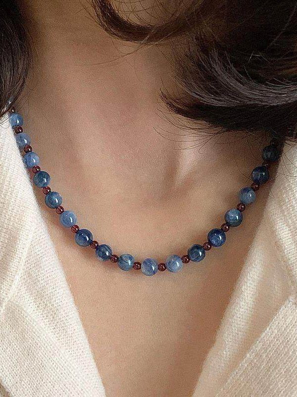 Art Blue Garnet Beaded Alloy Choker