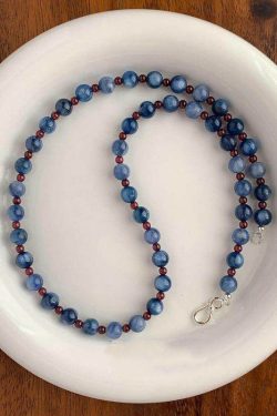 Art Blue Garnet Beaded Alloy Choker