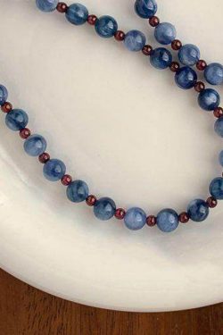 Art Blue Garnet Beaded Alloy Choker