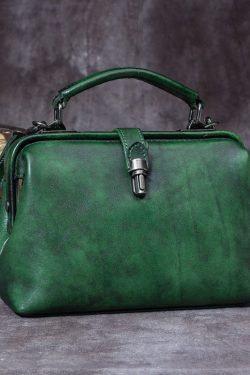 Art Brown Durable Calf Leather Satchel Handbag