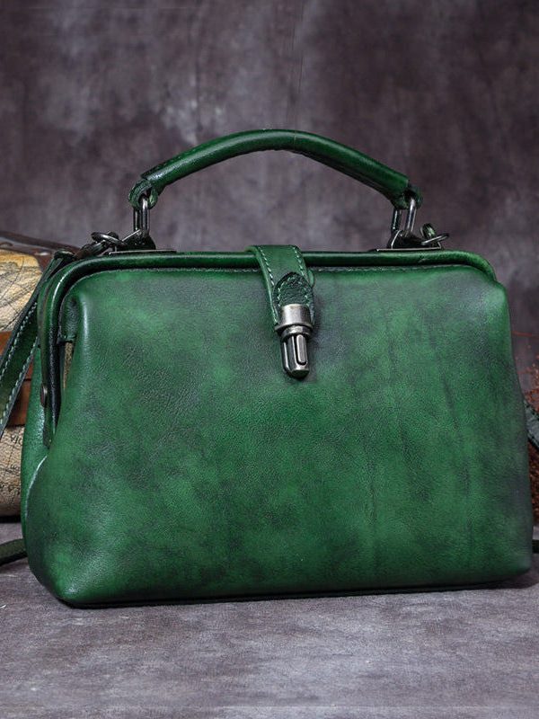 Art Brown Durable Calf Leather Satchel Handbag