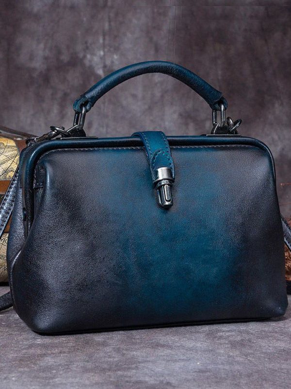 Art Brown Durable Calf Leather Satchel Handbag