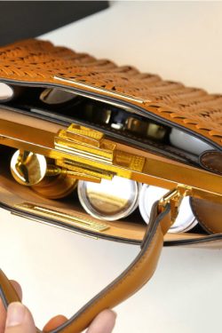 Art Brown Weave Large Capacity Faux Leather Tote Handbag