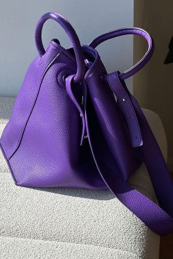Art Purple Faux Leather Versatile Tote Bag