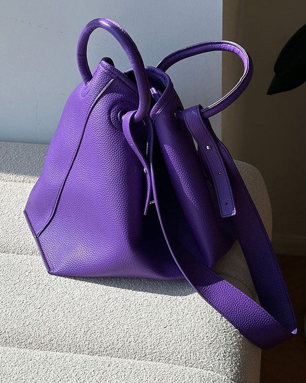 Art Purple Faux Leather Versatile Tote Bag
