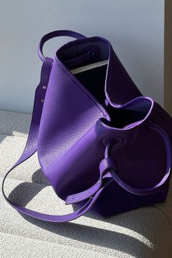 Art Purple Faux Leather Versatile Tote Bag