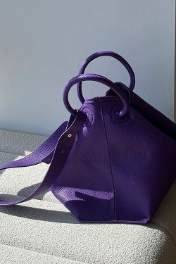 Art Purple Faux Leather Versatile Tote Bag