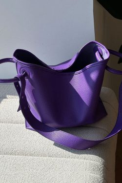 Art Purple Faux Leather Versatile Tote Bag