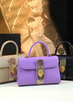 Art Purple Solid Durable Faux Leather Versatile Satchel Handbag