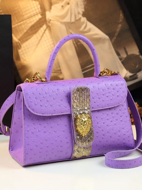 Art Purple Solid Durable Faux Leather Versatile Satchel Handbag