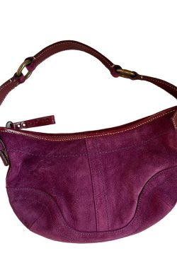 Art Purple Solid Durable Patchwork Fine Suede Saddle Bag
