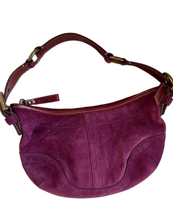 Art Purple Solid Durable Patchwork Fine Suede Saddle Bag
