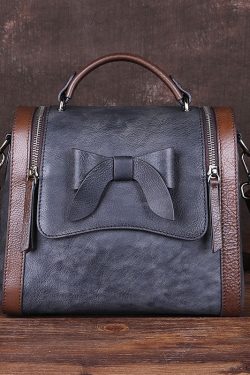 Art Red Brown fashion bow Paitings Calf Leather Messenger Bag