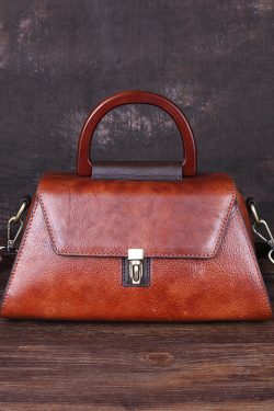 Art Red Brown Latch Paintings Calf Leather Messenger Bag