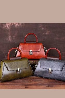 Art Red Brown Latch Paintings Calf Leather Messenger Bag