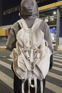 Art White Solid Large Capacity Canvas Backpack Bag
